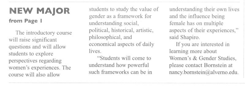 Page 2 of Alpha article on Alverno's Women's and Gender Studies Program